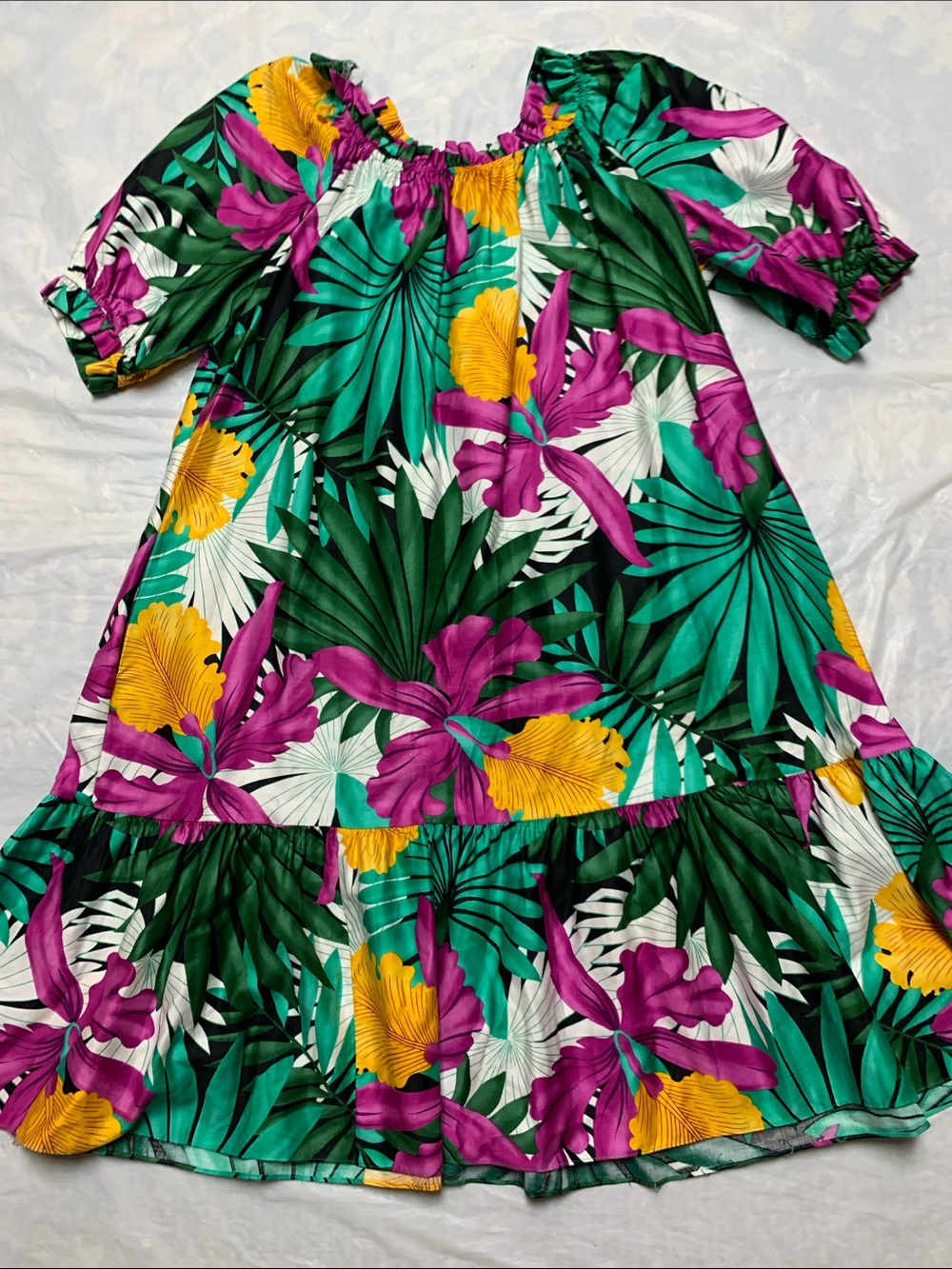 Hilo Hattie Vintage Made In Hawaii Tropical Floral Print Mumu Dress Sz XL